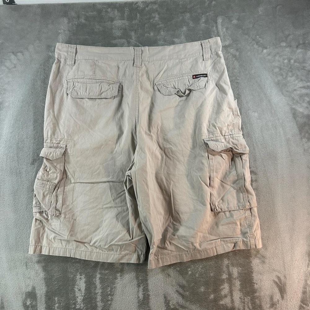 Airwalk Cargo Shorts Mens 38 Beige Cotton Canvas Relaxed Utility Summer
